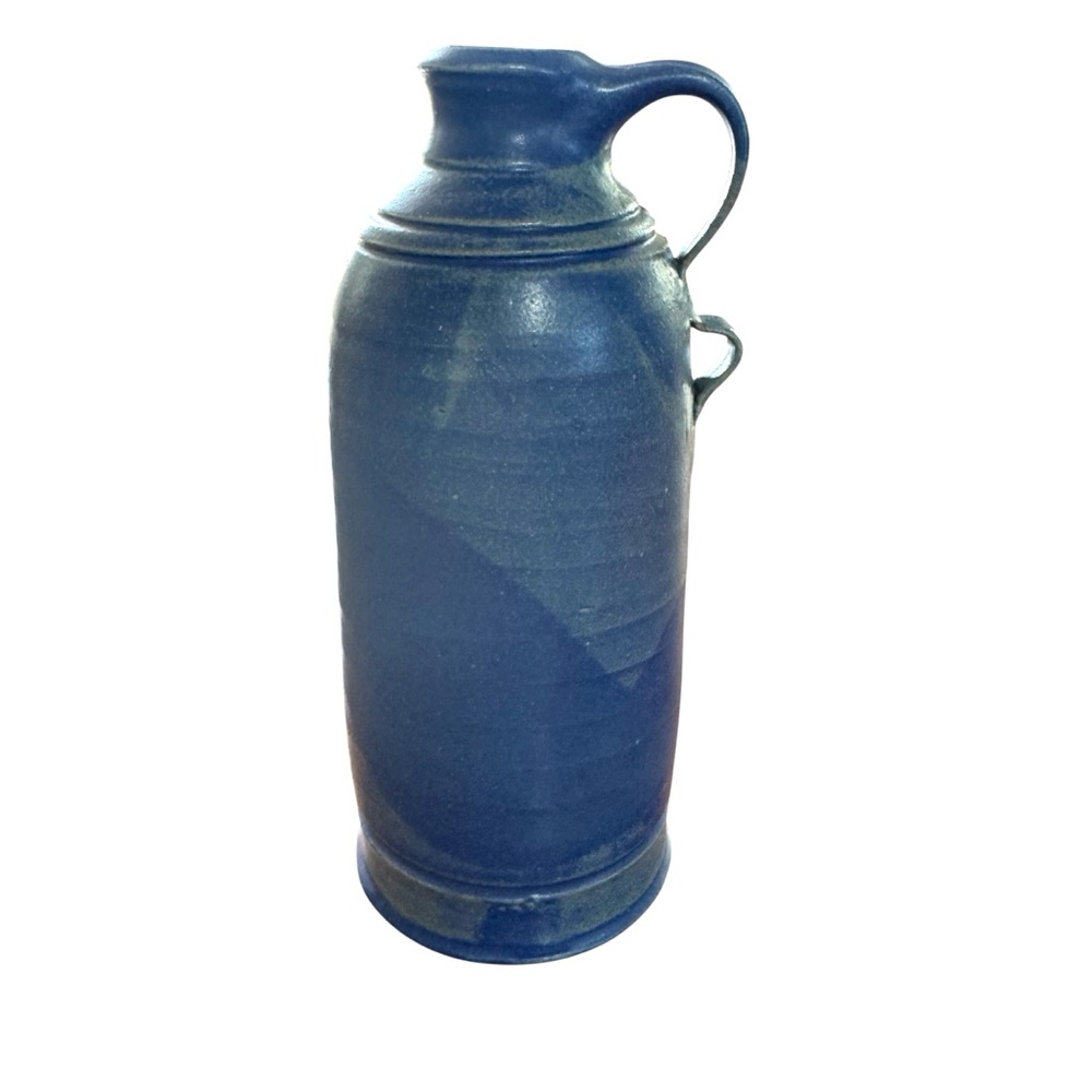 Vintage Pottery Glazed Blue 7.5"  Signed KBV 92 German